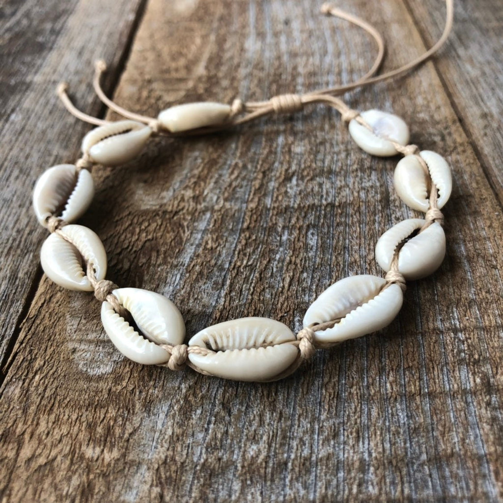 Cowrie Shell Personalized Bracelet Anklet Initial Gold filled Heart