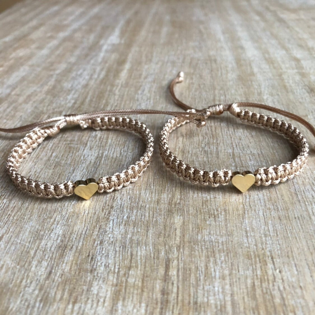 Gold Heart Matching Gold Bracelets by Fanfarria