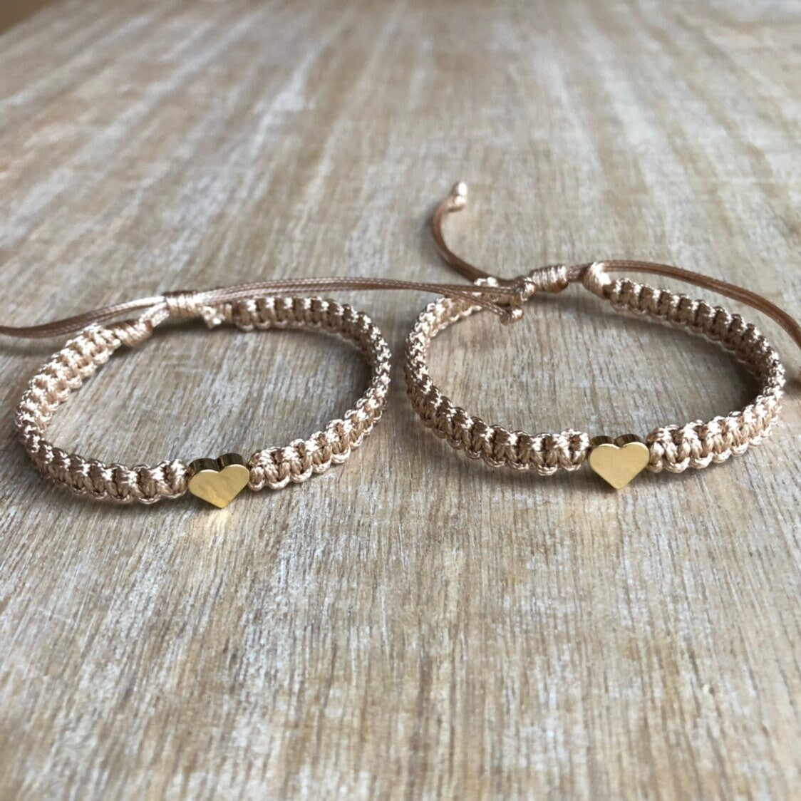 Gold Heart Matching Gold Bracelets by Fanfarria