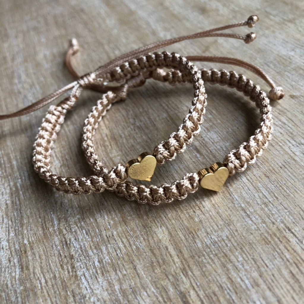 Gold Heart Matching Gold Bracelets by Fanfarria