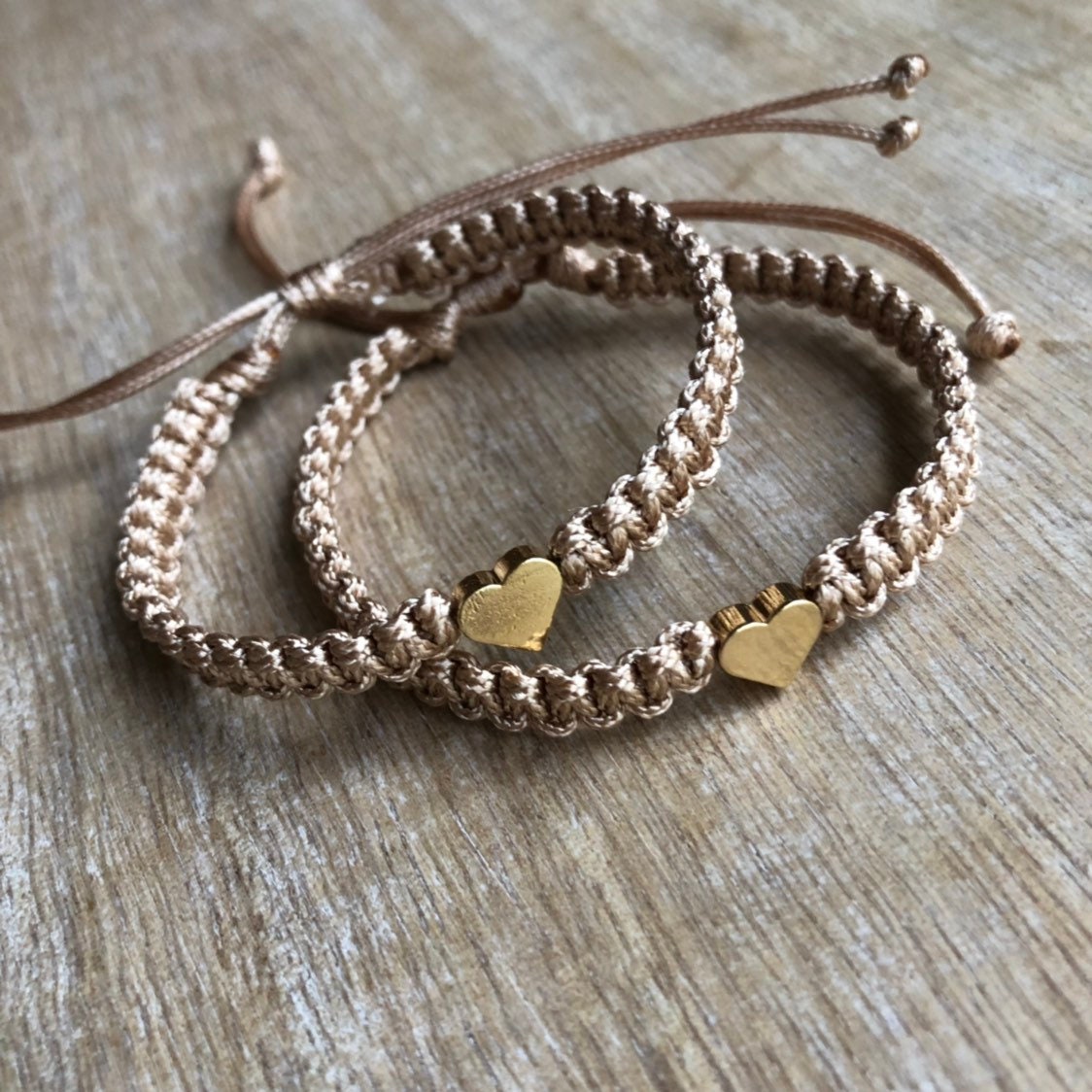 Gold Heart Matching Gold Bracelets by Fanfarria