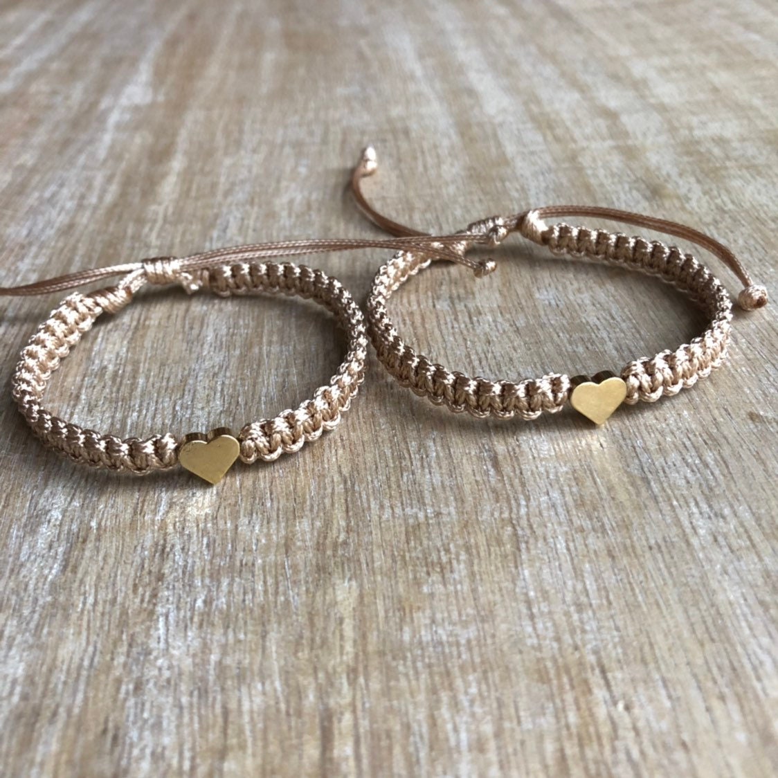 Gold Heart Matching Gold Bracelets by Fanfarria