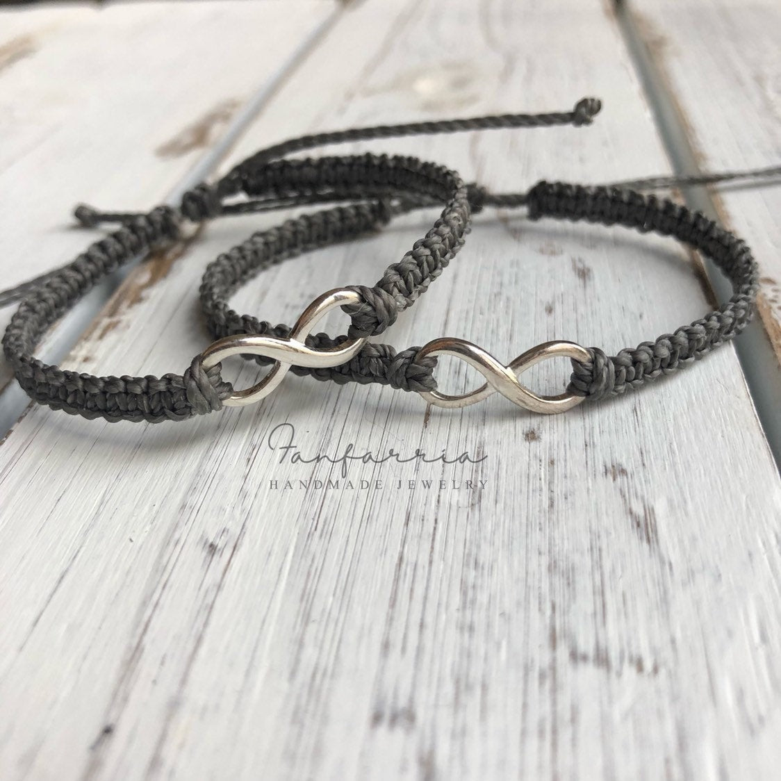 Infinity Couples Bracelets, Dark Gray