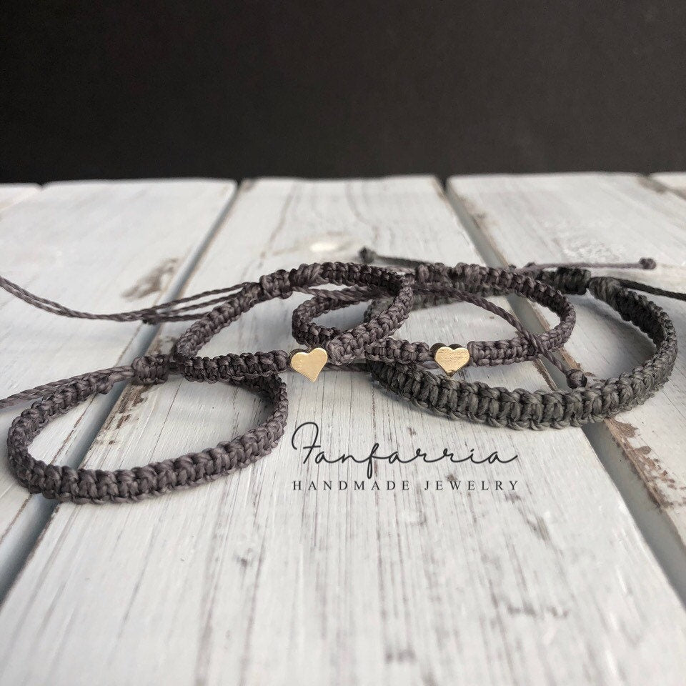Heart Family Dark Gray Bracelets