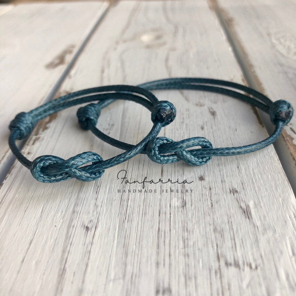 Lovers Key, Deep Teal Mother and daughter Bracelets