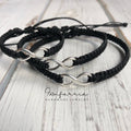 Infinity Family Matching Black Bracelets, 925 Sterling Silver Infinite Charm