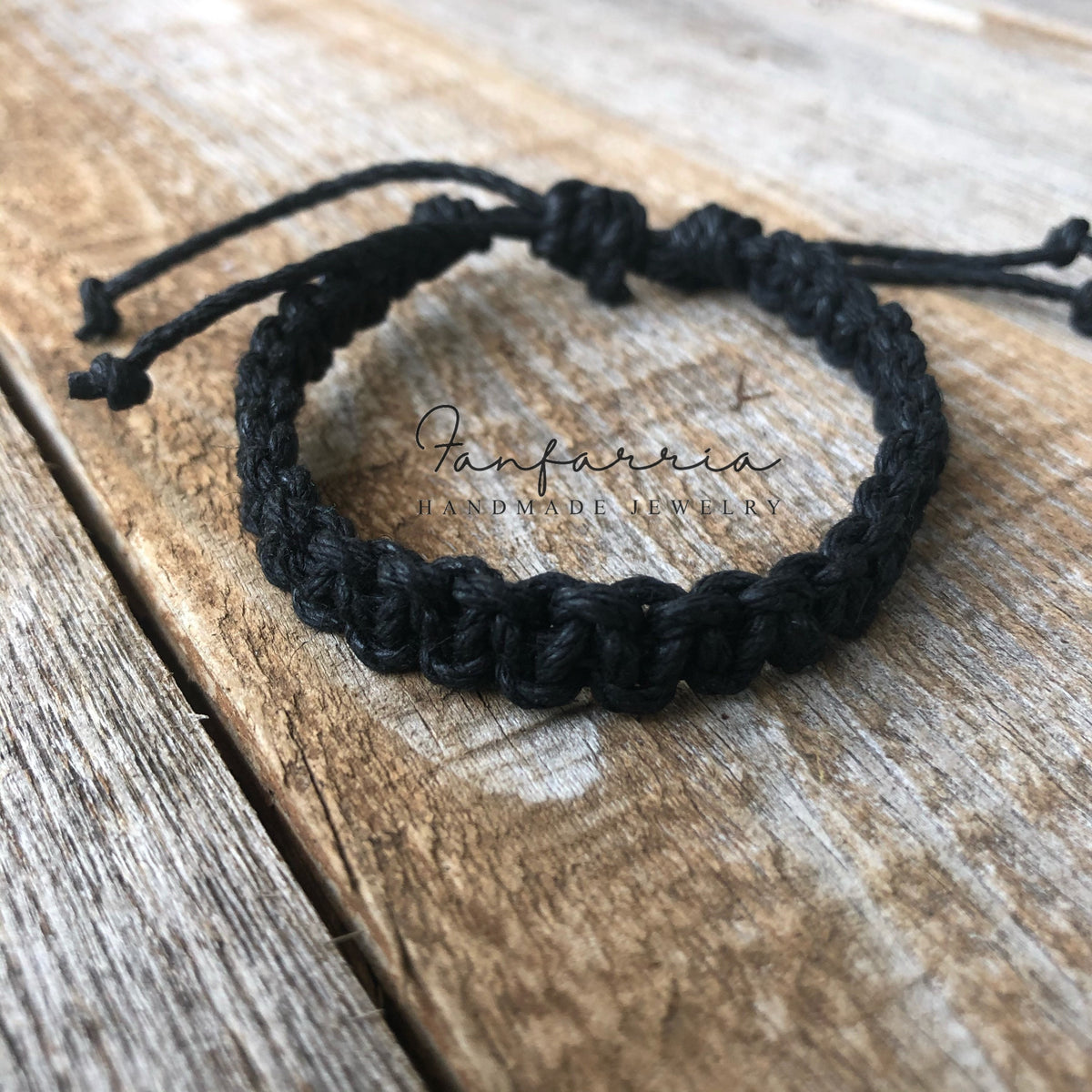 Marathon, Hemp Black Macrame Men's Bracelet