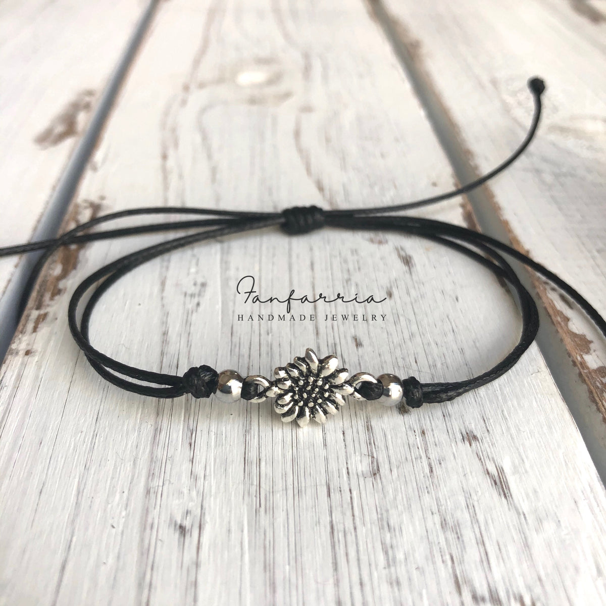 Sunflower Black Bracelet Anklet Waterproof