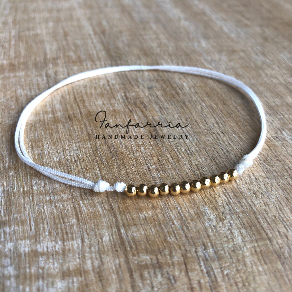 Lido Key, White Anklet, Gold Beaded Anklet