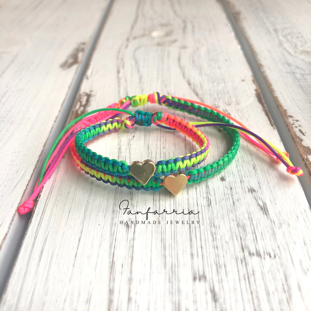 Colorful Heart Mommy and Me Matching Bracelets