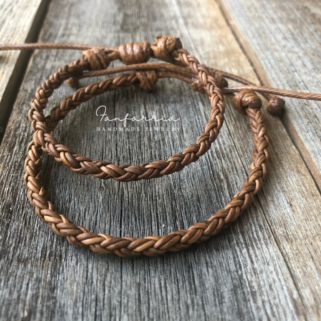 Key West Couples Bracelets Light Brown Leather