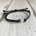 Sterling Silver Heart Black Bracelet