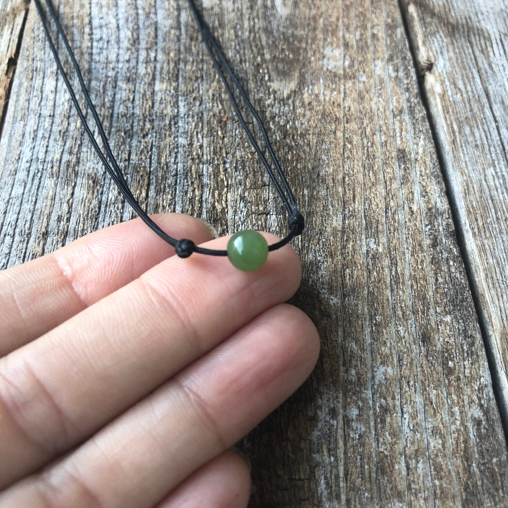 Nephrite Jade AAA Gemstone Bead Choker, Black Choker, Adjustable, Waterproof