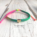 Colorful Rainbow Bracelet, Gold Heart Charm.