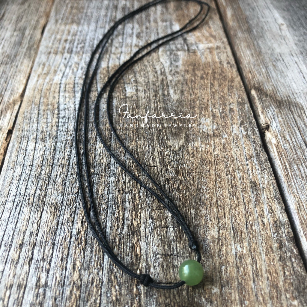 Nephrite Jade AAA Gemstone Bead Choker, Black Choker, Adjustable, Waterproof