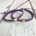 Purple Mommy and Me Gold Heart Matching Bracelets