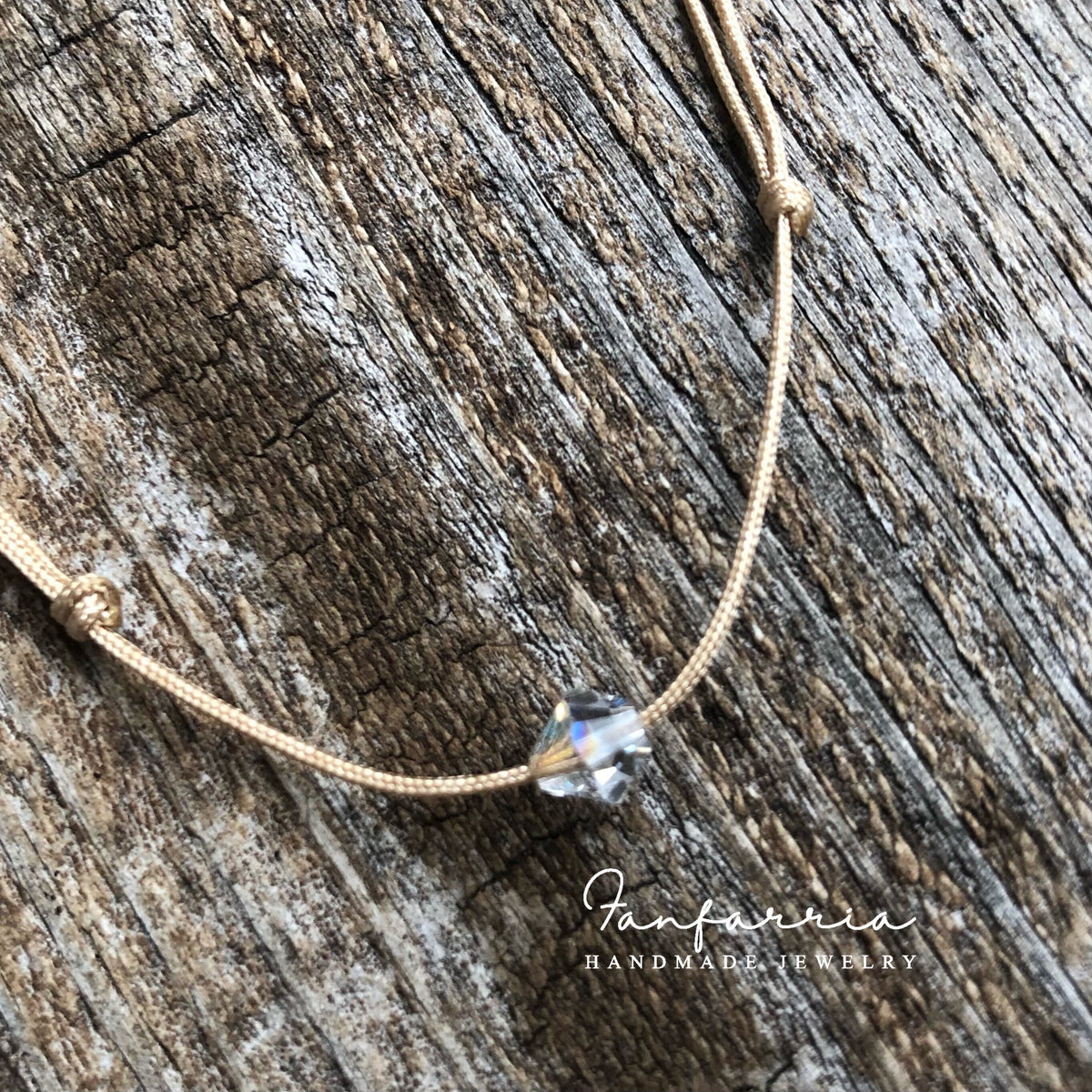 Swarovski Clear Bead Choker - Minimalist Natural Waterproof Adjustable