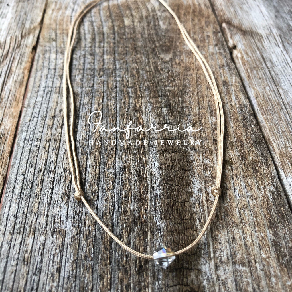 Swarovski Clear Bead Choker - Minimalist Natural Waterproof Adjustable