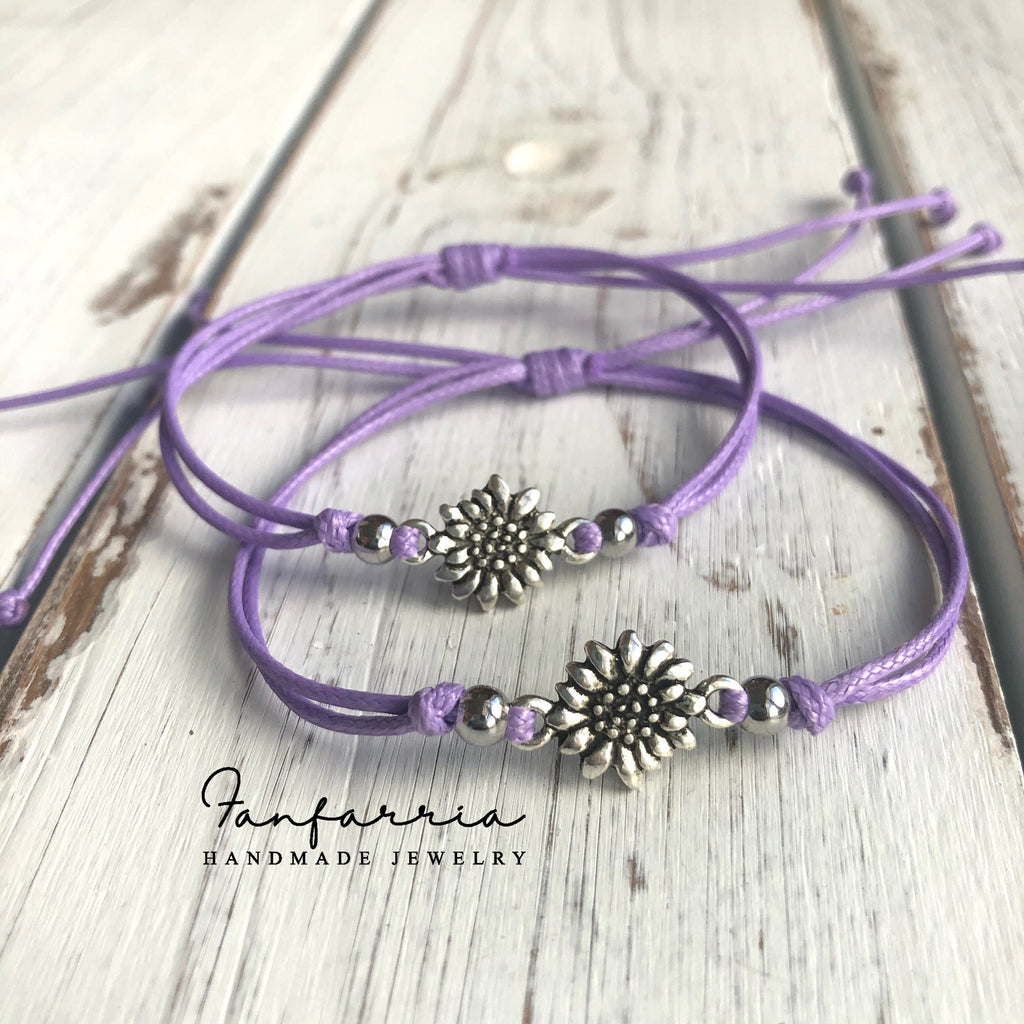 Mommy and Me Sunflower Purple Bracelets