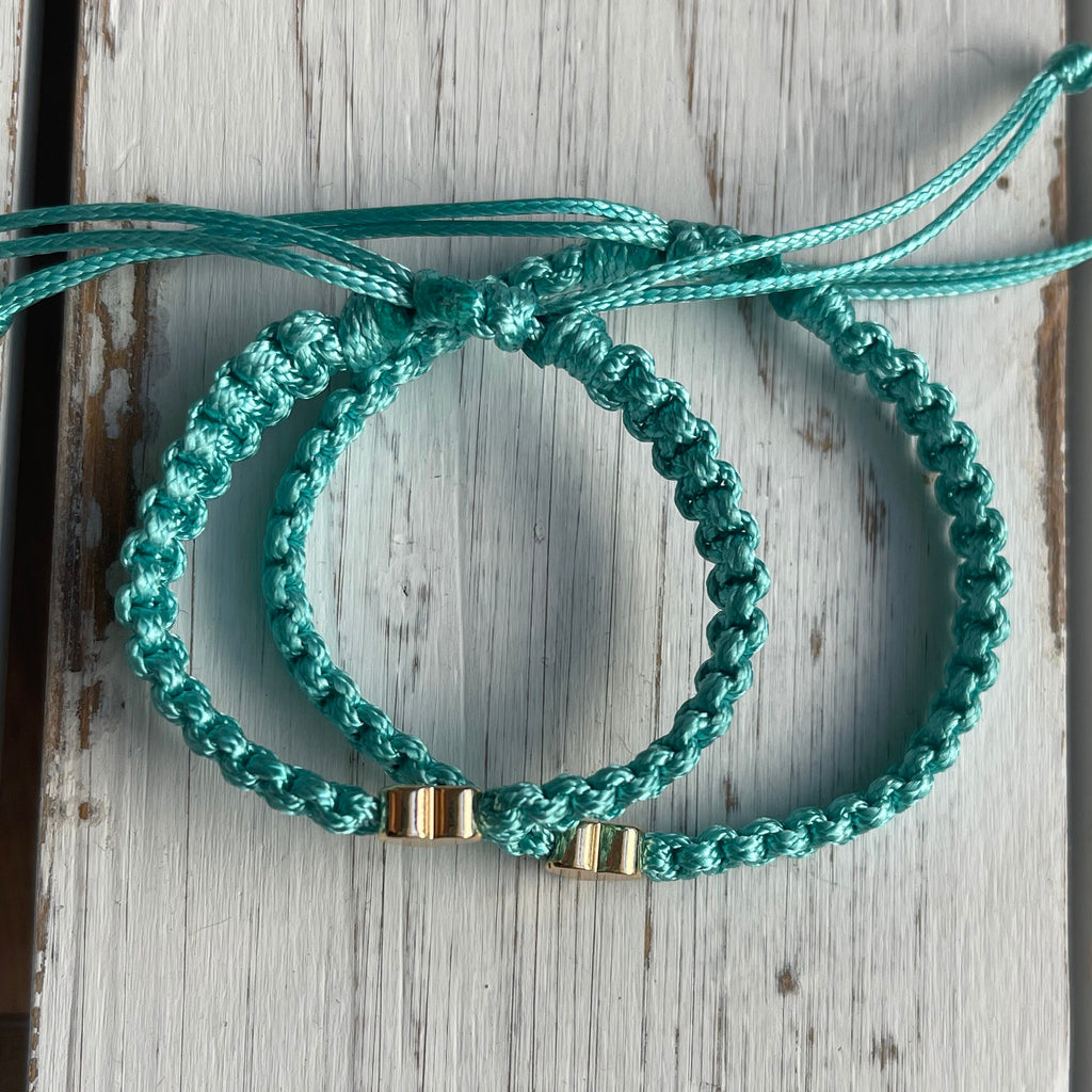 Seagreen Mommy and Me Bracelets with Gold Hearts Waterproof