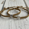 Silver Heart Tan Couple Bracelets, His and Hers