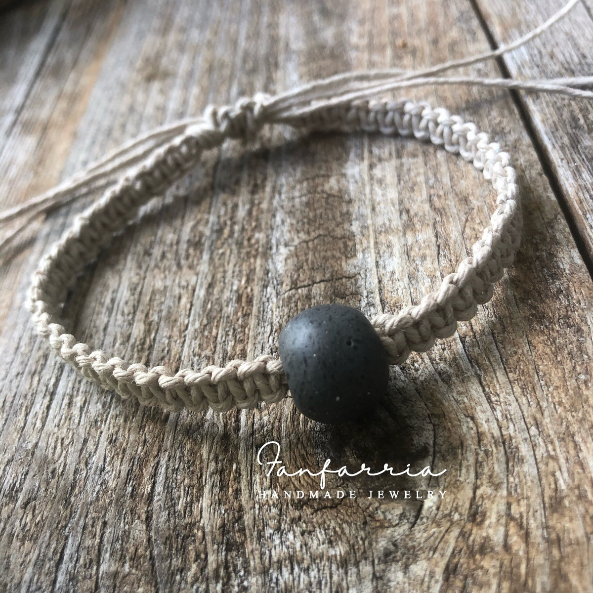 Gray African Glass Bead Hemp Anklet, Natural Braided, Macrame Anklet, Surfer Anklet, Unisex, Hemp Bracelet