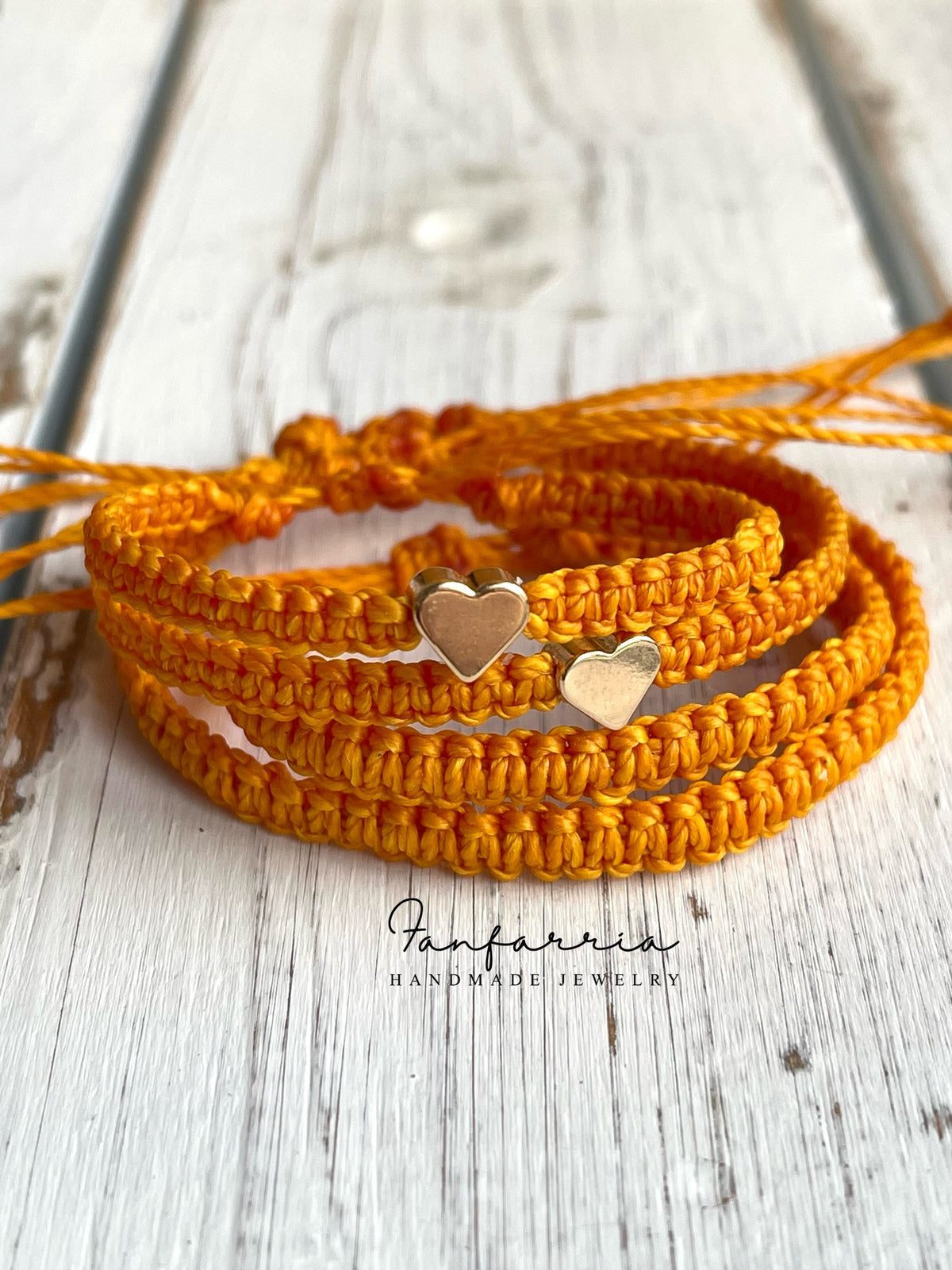 Gold Heart Family Bracelets Orange