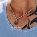 Surfer Necklace Dark Gray African Glass Bead Adjustable Waterproof Unisex
