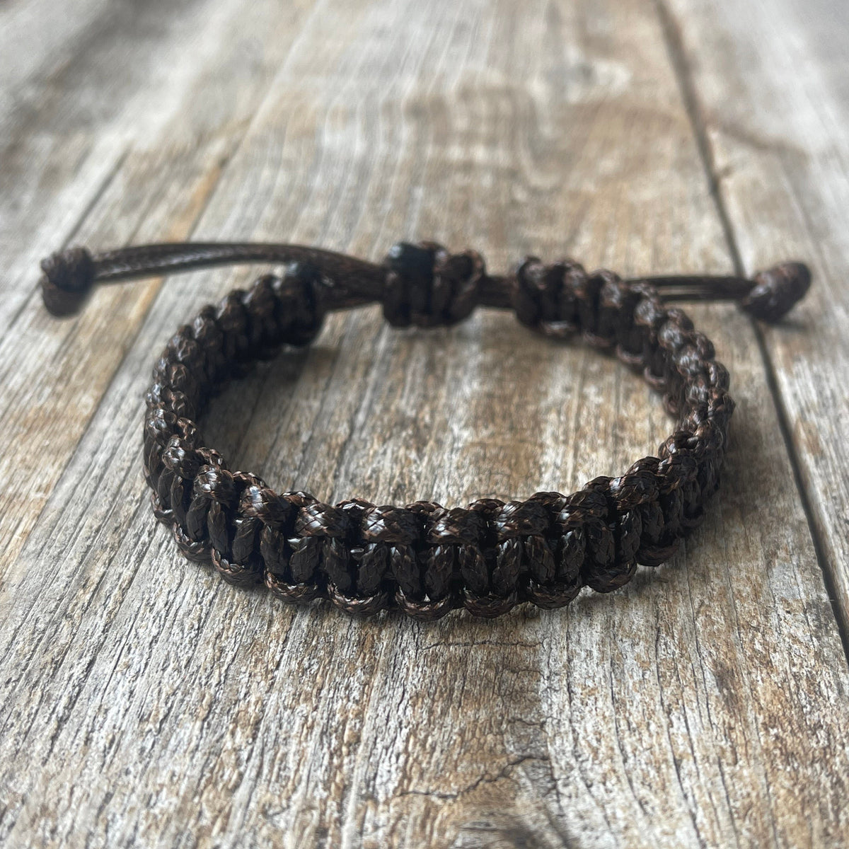 Macrame Dark Brown Men Bracelet, Thick 10mm, Waterproof, Adjustable