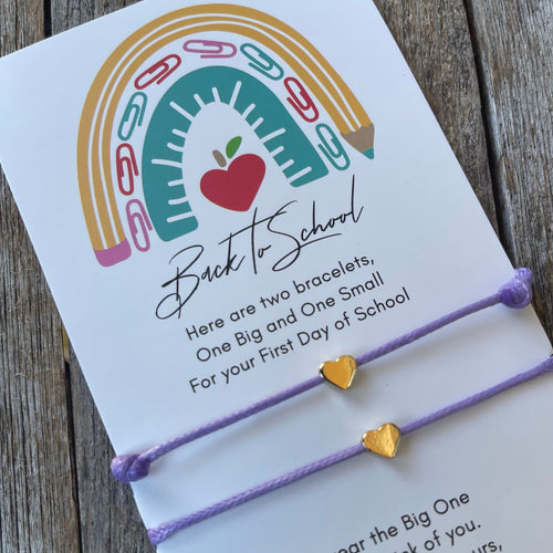 Heart Bracelets Mommy and Me Matching Set, First Day of School Gift, Waterproof, Choose Your Color