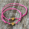 Gold Heart Fuchsia Minimalist Mommy and Me Bracelets Matching
