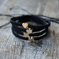 Gold Heart Family Bracelets Black Matching Bracelets