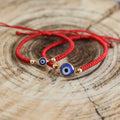 Red Evil Eye Mommy and Me Bracelets Gold Beaded Waterproof