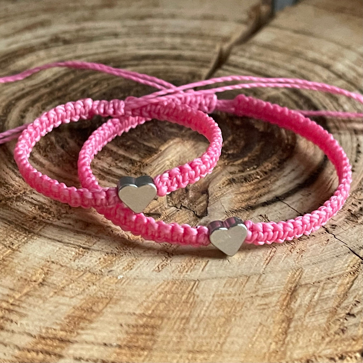 Mommy and me Silver Heart Pink Matching bracelets