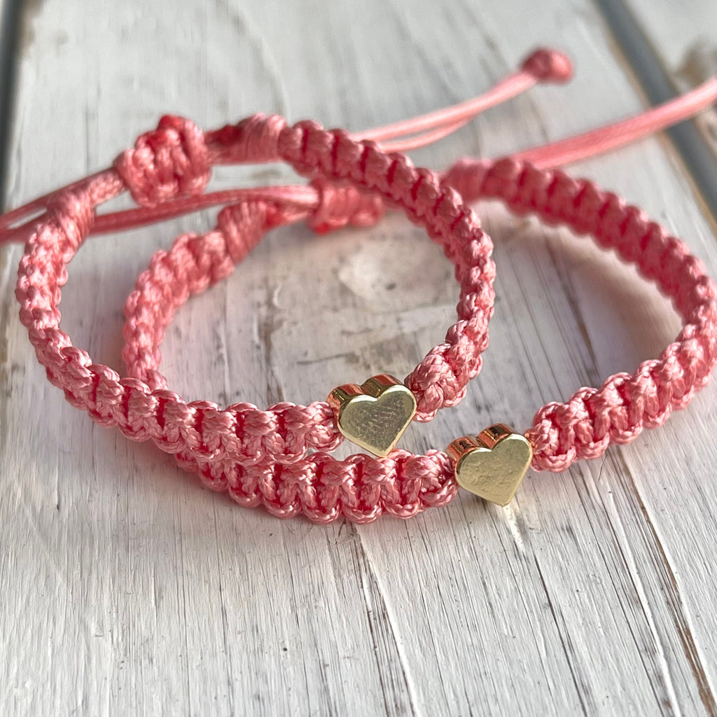 Mommy and me bracelets, Coral, Mom and Daughter bracelets, Heart bracelets, Waterproof Matching Bracelets