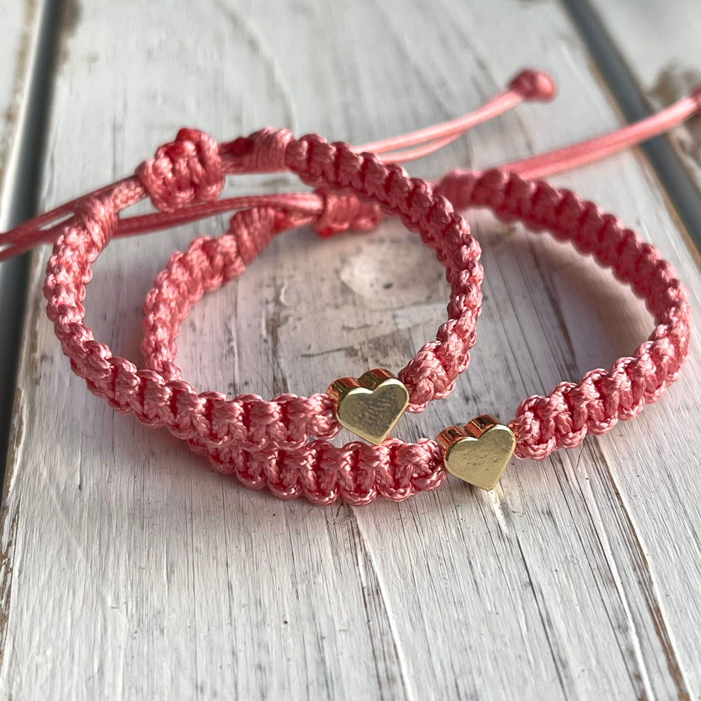 Mommy and me bracelets, Coral, Mom and Daughter bracelets, Heart bracelets, Waterproof Matching Bracelets