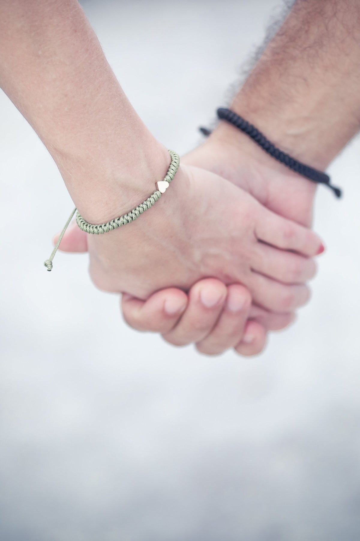 Sunset Gold Heart Couples Bracelets Black and Olive