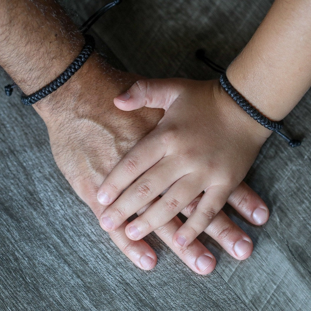 Daddy and Me Black bracelets, Dad and Son Black bracelets