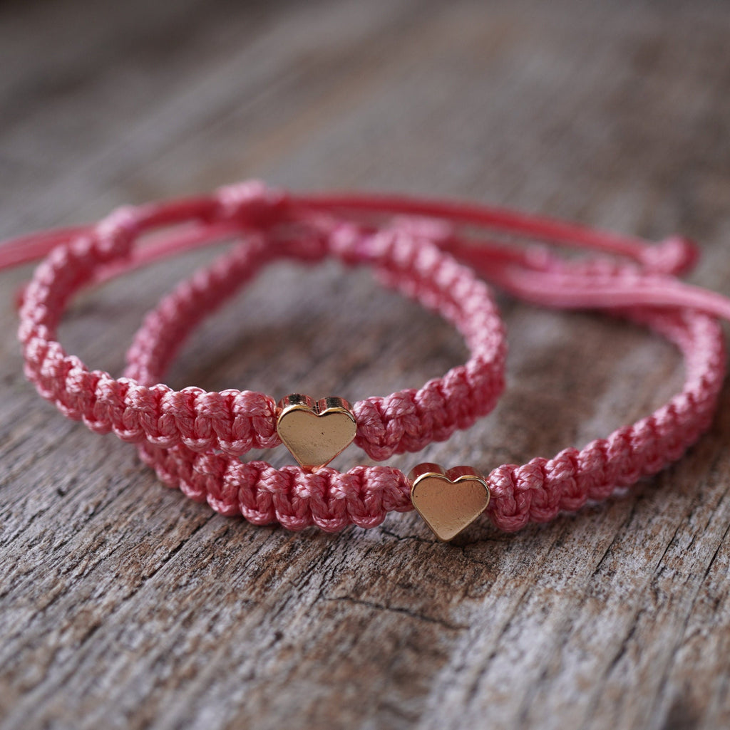 Mommy and me bracelets, Coral, Mom and Daughter bracelets, Heart bracelets, Waterproof Matching Bracelets
