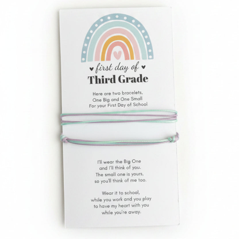 First Day of Third Grade mommy and me two color matching bracelets waterproof adjustable back to school gift