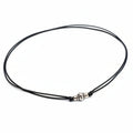 Silver bead adjustable black waxed cord choker necklace waterproof handmade boho