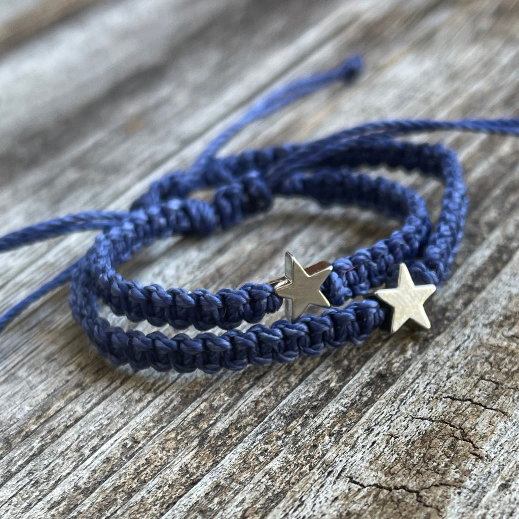 Mommy and me Blue Silver Star bracelets, Mom and Daughter bracelets, Waterproof Matching Bracelets