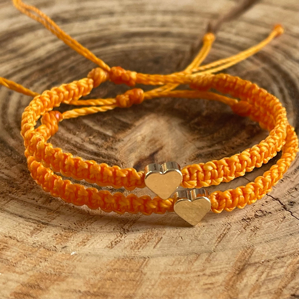 Mommy and me bracelets, Orange, Mom and Daughter bracelets, Heart bracelets, Waterproof Matching Bracelets