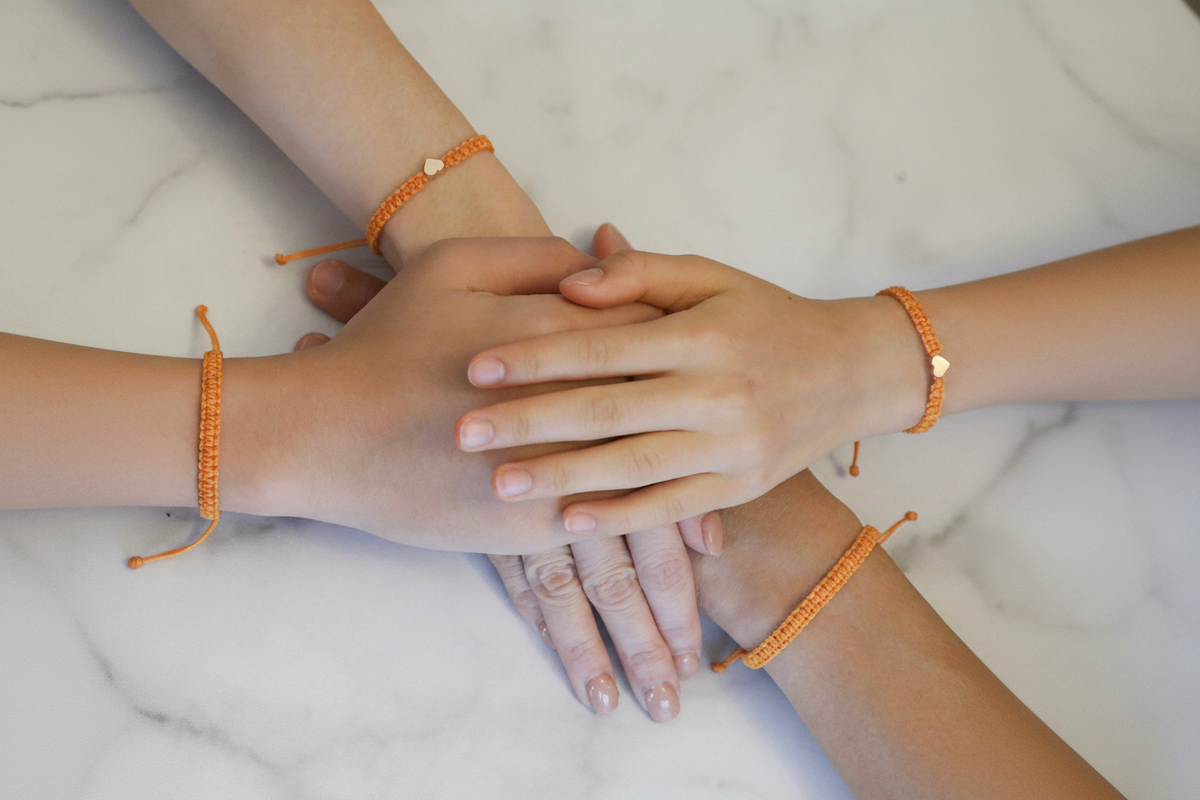 Gold Heart Orange Family Bracelets - Waterproof Matching