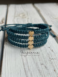 Teal Family Bracelets with Gold Hearts - Waterproof Matching