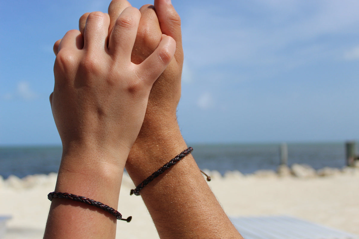 Key West, Light Brown Braided Bolo Leather Unisex Bracelet