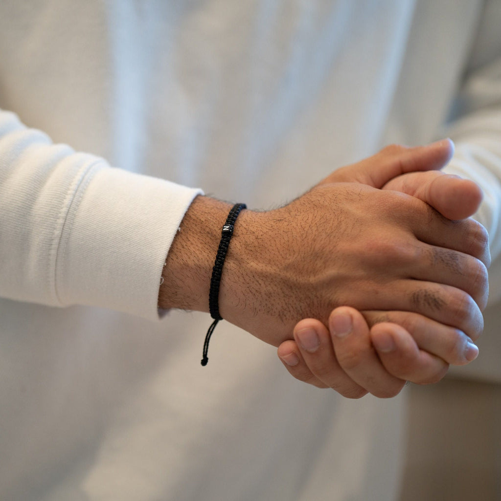 Personalized Initial Bracelets for Couples - Black Macrame His and Hers Set