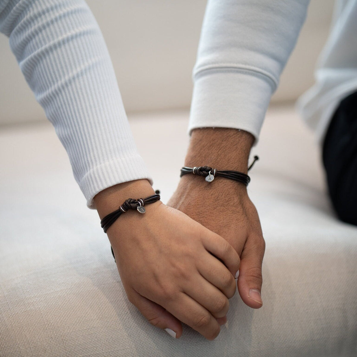 Forever Brown Couple Bracelets, Personalized, His and Hers