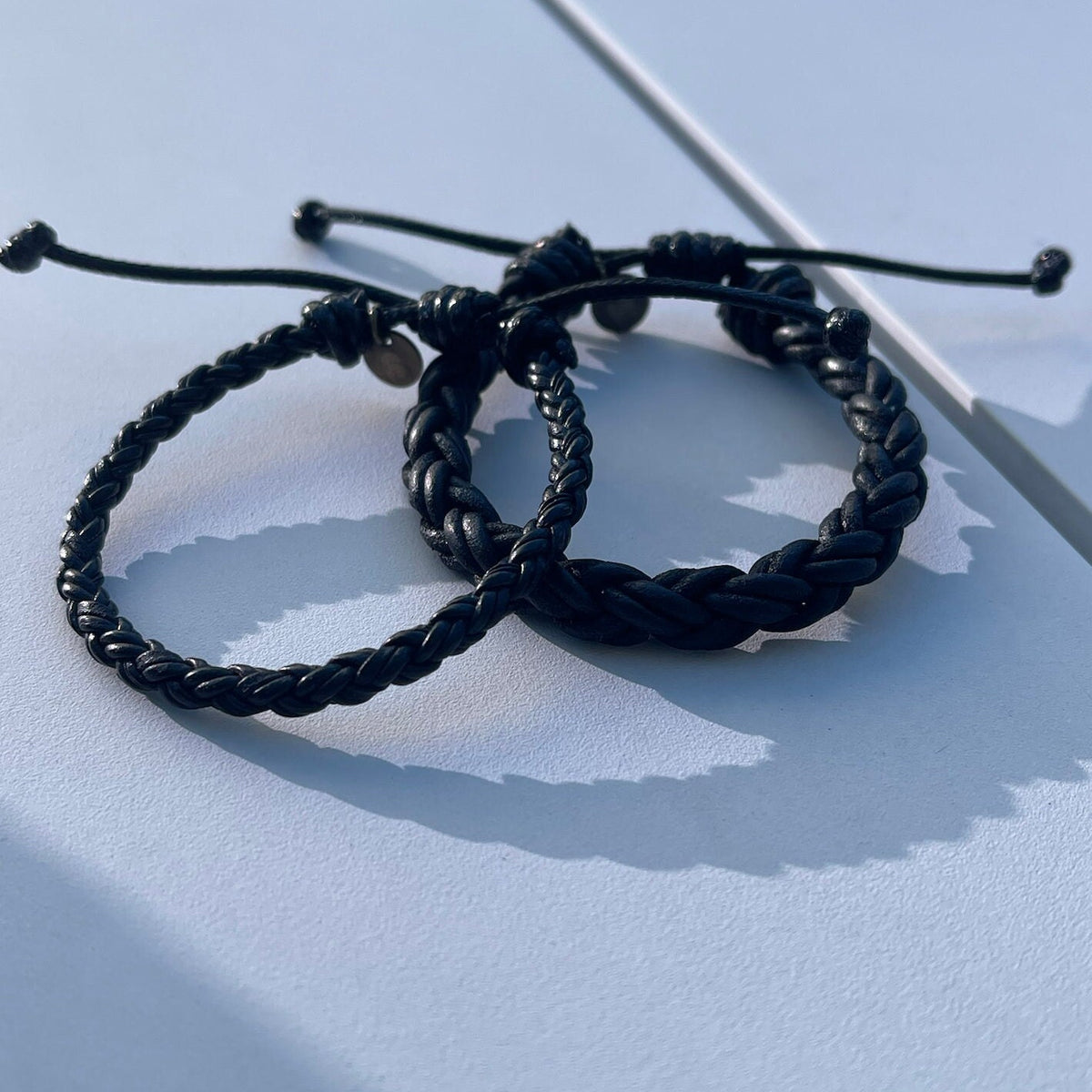 Leather Bracelets for Couples, Black