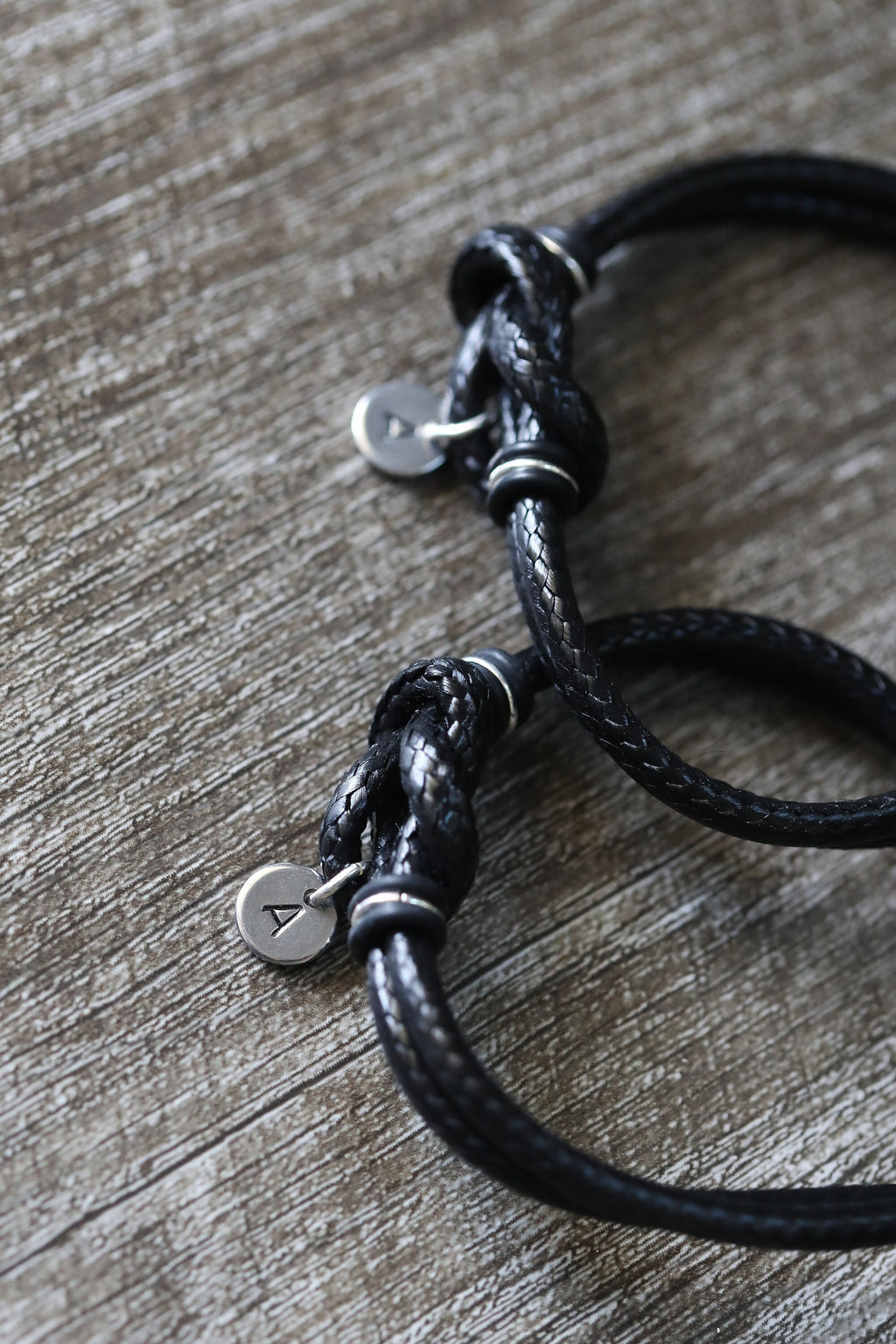 Black Knot Couple Bracelets Personalized